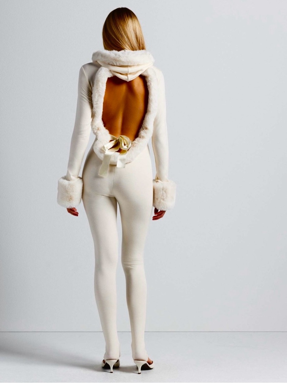 NWT SKIMS Cloud Hooded Jumpsuit Catsuit One Piece Loungewear Ecru Small $128